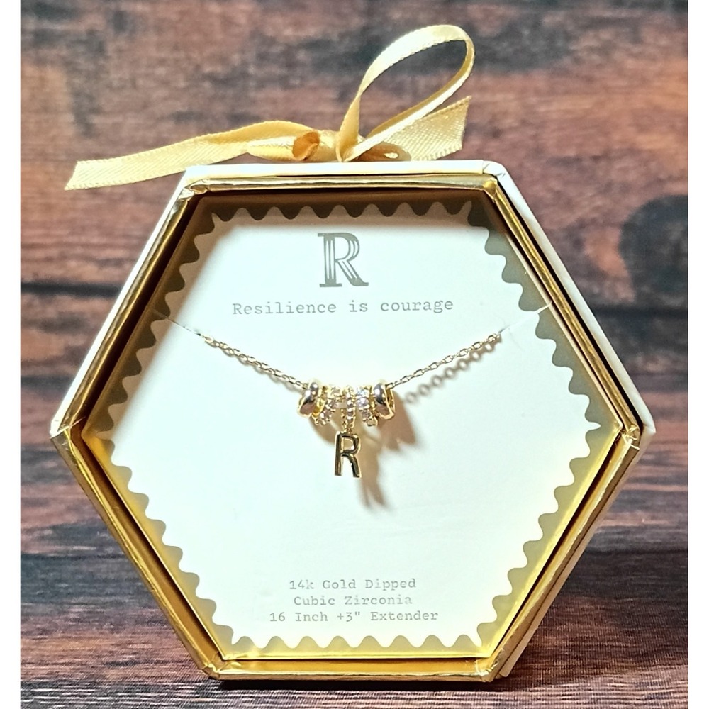 A New Day 14k Gold Dipped Initial R Cubic Zirconia Necklace 16-19 Inch